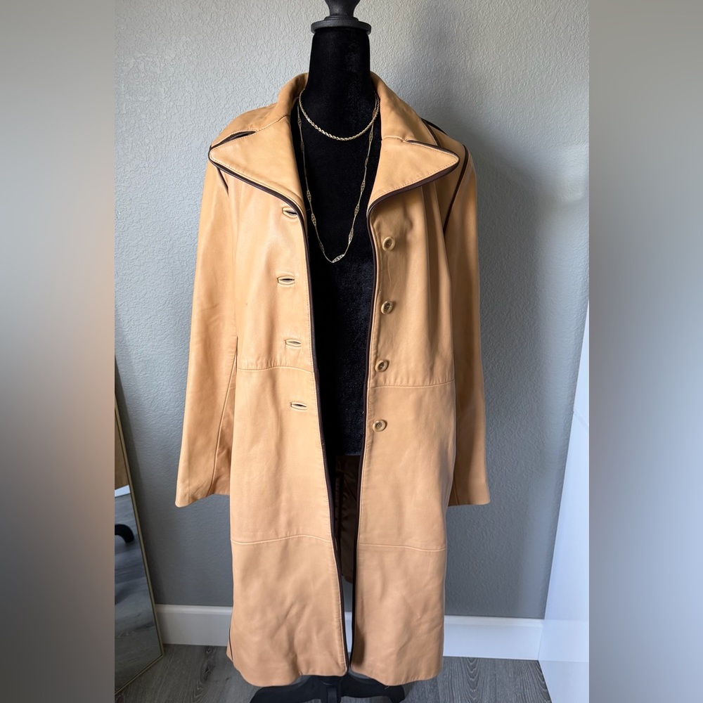 Vintage Oscar Leopold Lambskin Leather Trench Coat – Size L